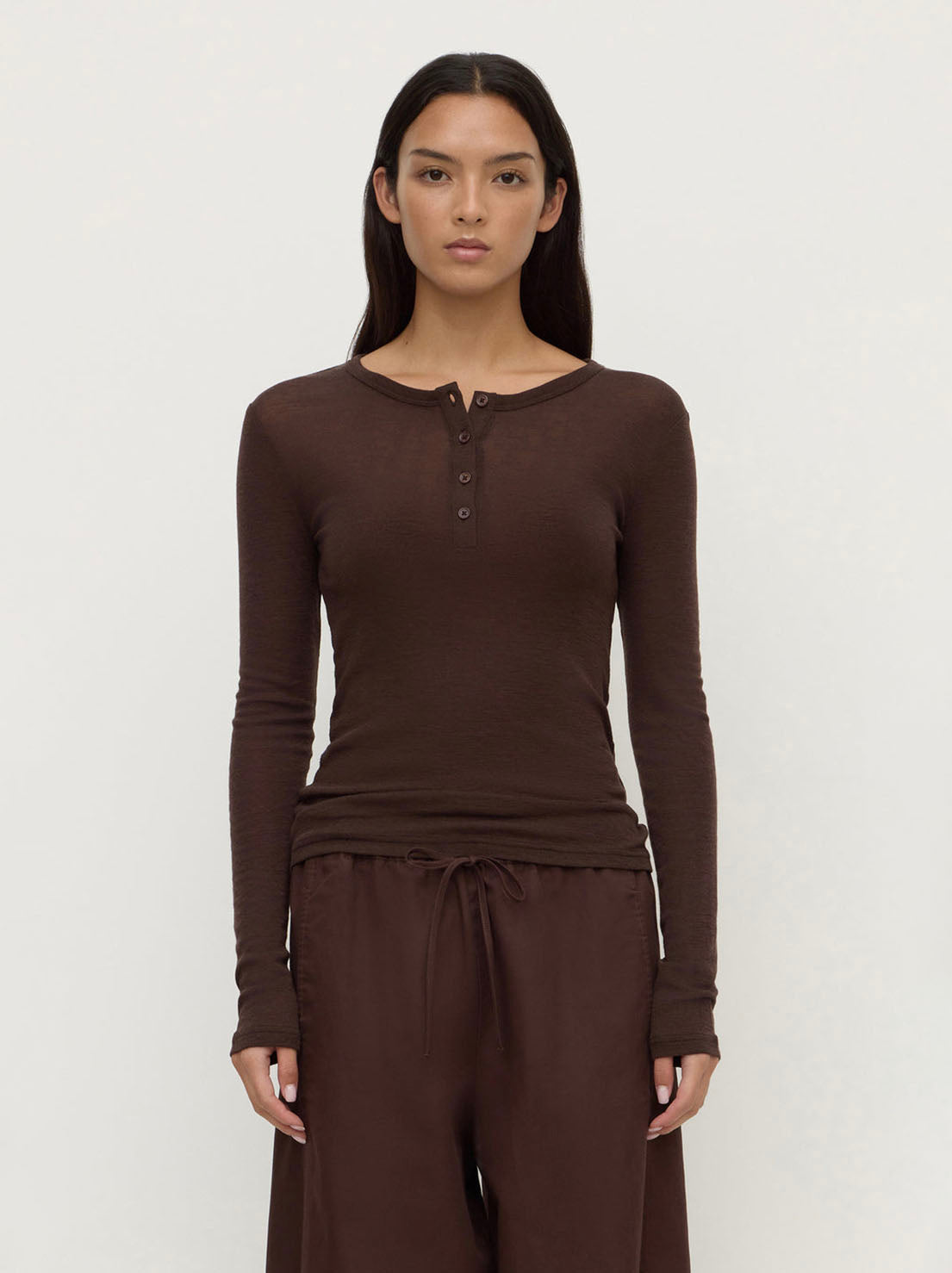 Assembly Label - Nora Merino Wool Henley - Ganache