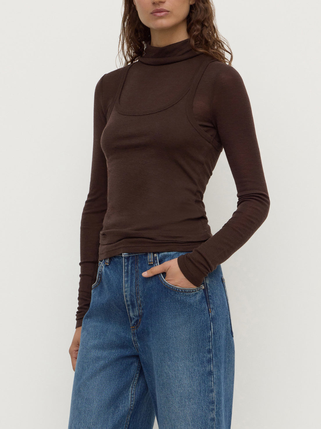 Assembly Label - Nora Merino Wool Layered Turtleneck - Ganache