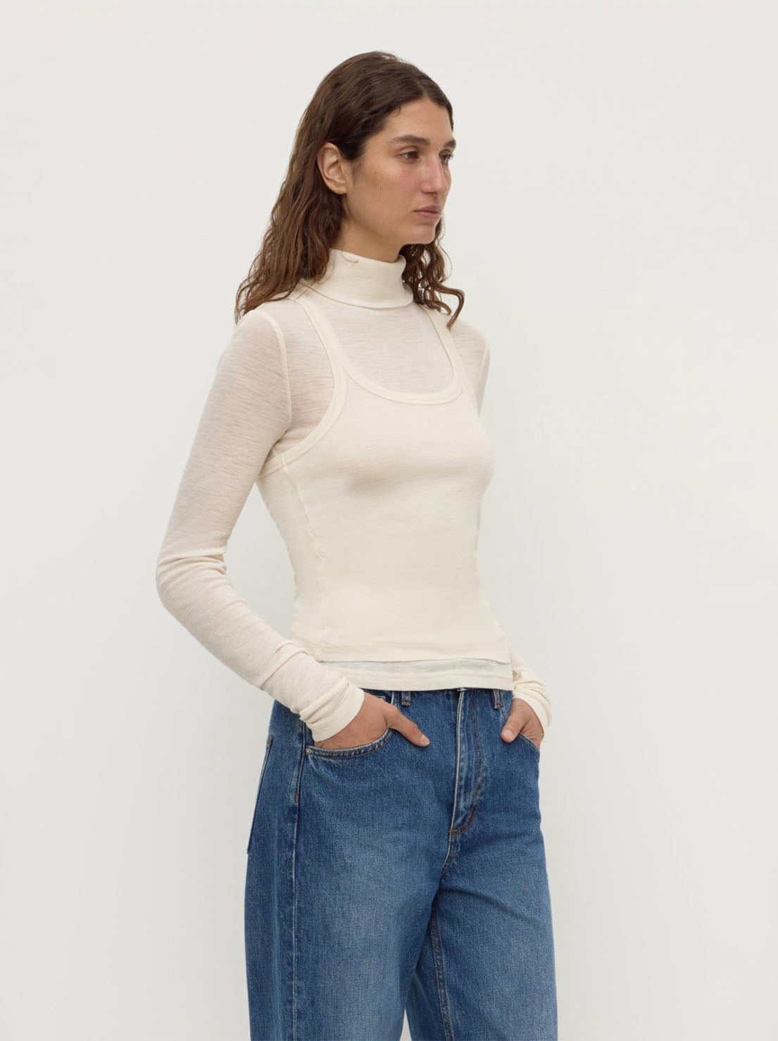 Assembly Label - Nora Merino Wool Layered Turtleneck - Snow