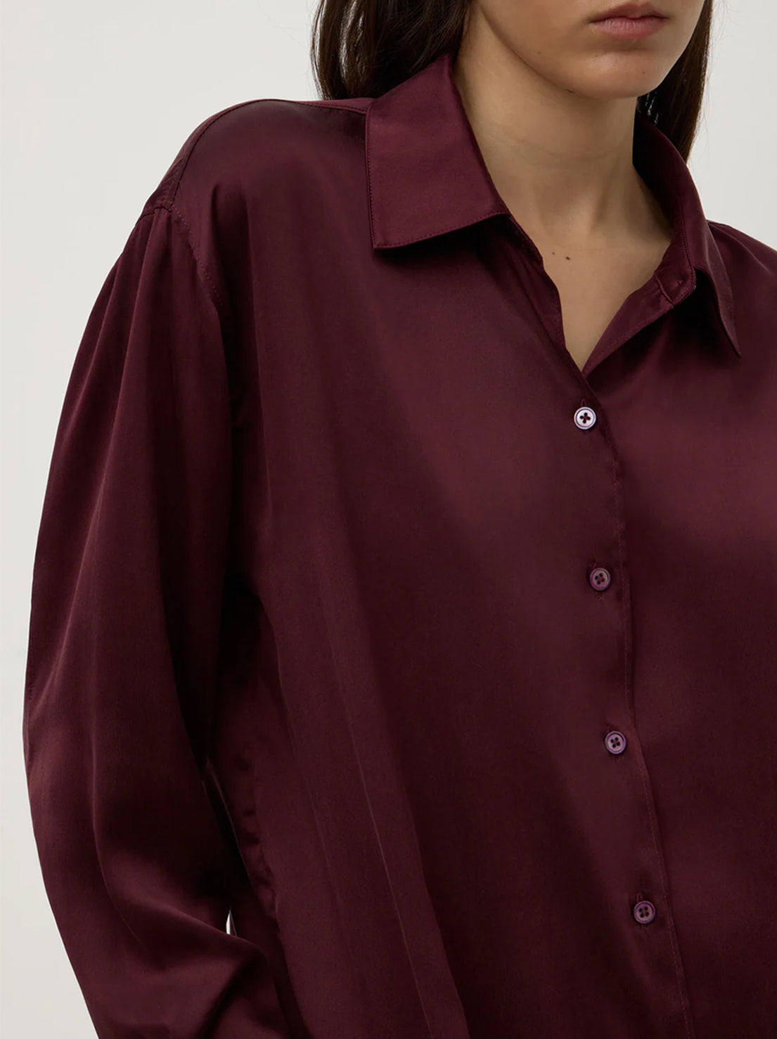 Assembly Label - Pippa Silk Long Sleeve Shirt - Merlot