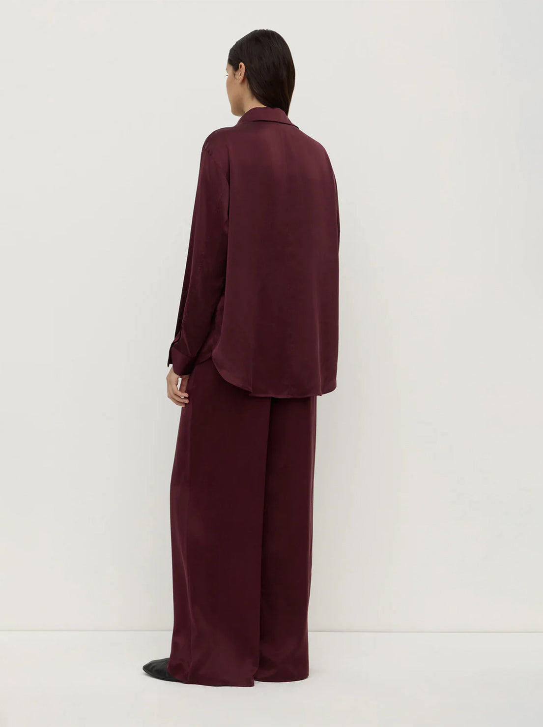 Assembly Label - Pippa Silk Long Sleeve Shirt - Merlot