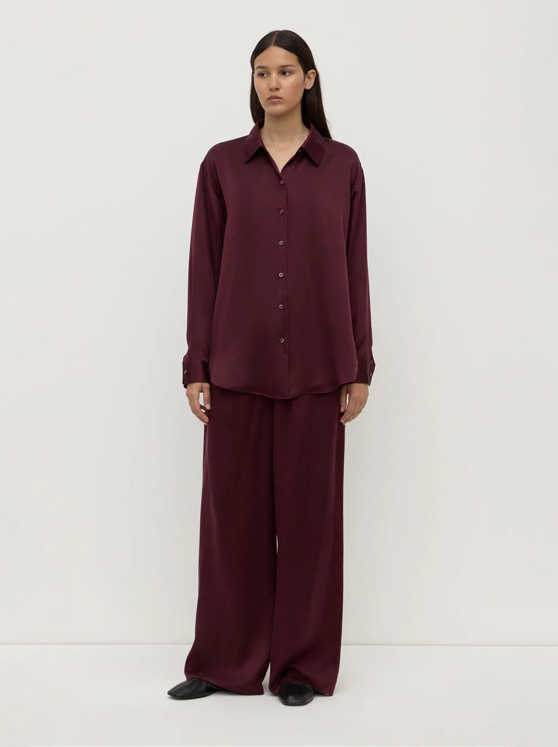 Assembly Label - Pippa Silk Long Sleeve Shirt - Merlot
