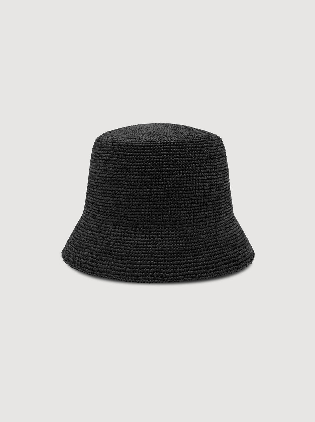 Assembly Label - Raffia Short Brim Bucket Hat - Black