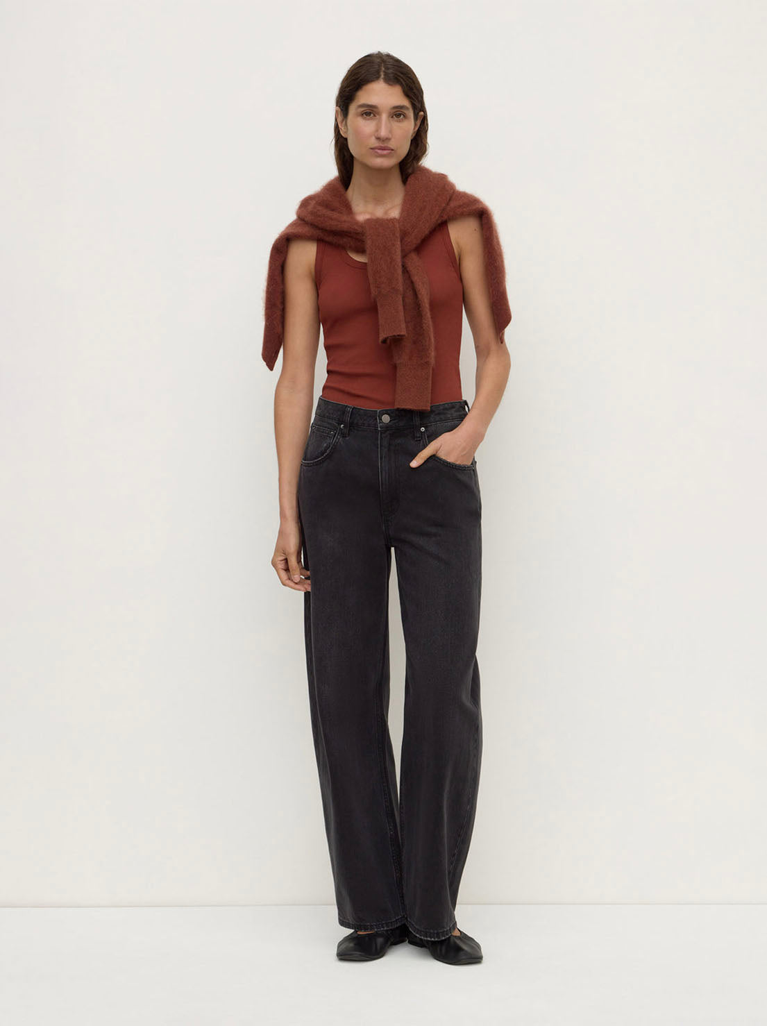 Assembly Label - Robyn Scoop Neck Rib Tank - Burnt Amber