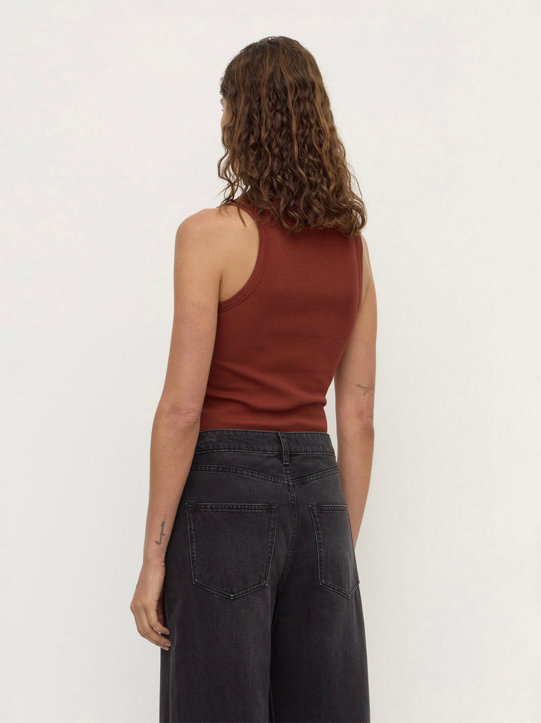 Assembly Label - Robyn Scoop Neck Rib Tank - Burnt Amber