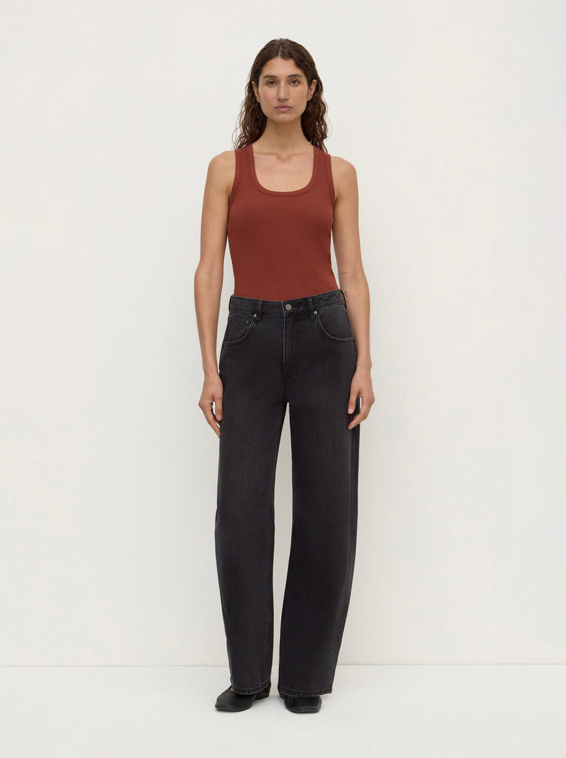 Assembly Label - Robyn Scoop Neck Rib Tank - Burnt Amber