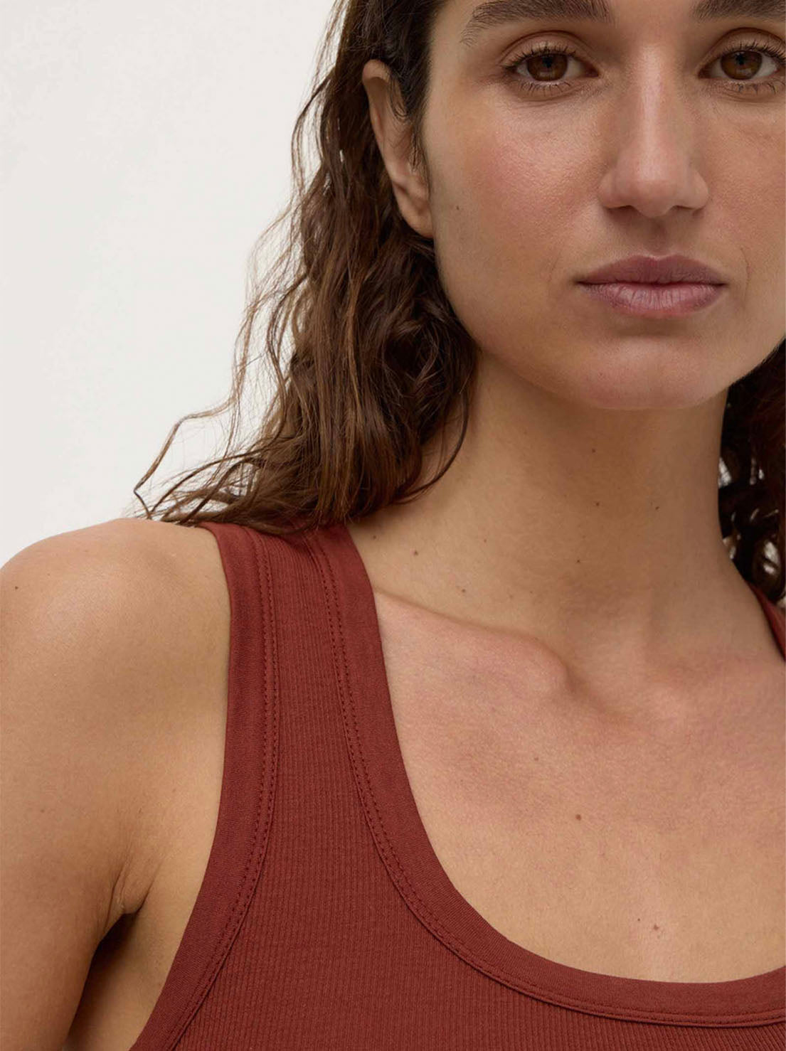 Assembly Label - Robyn Scoop Neck Rib Tank - Burnt Amber
