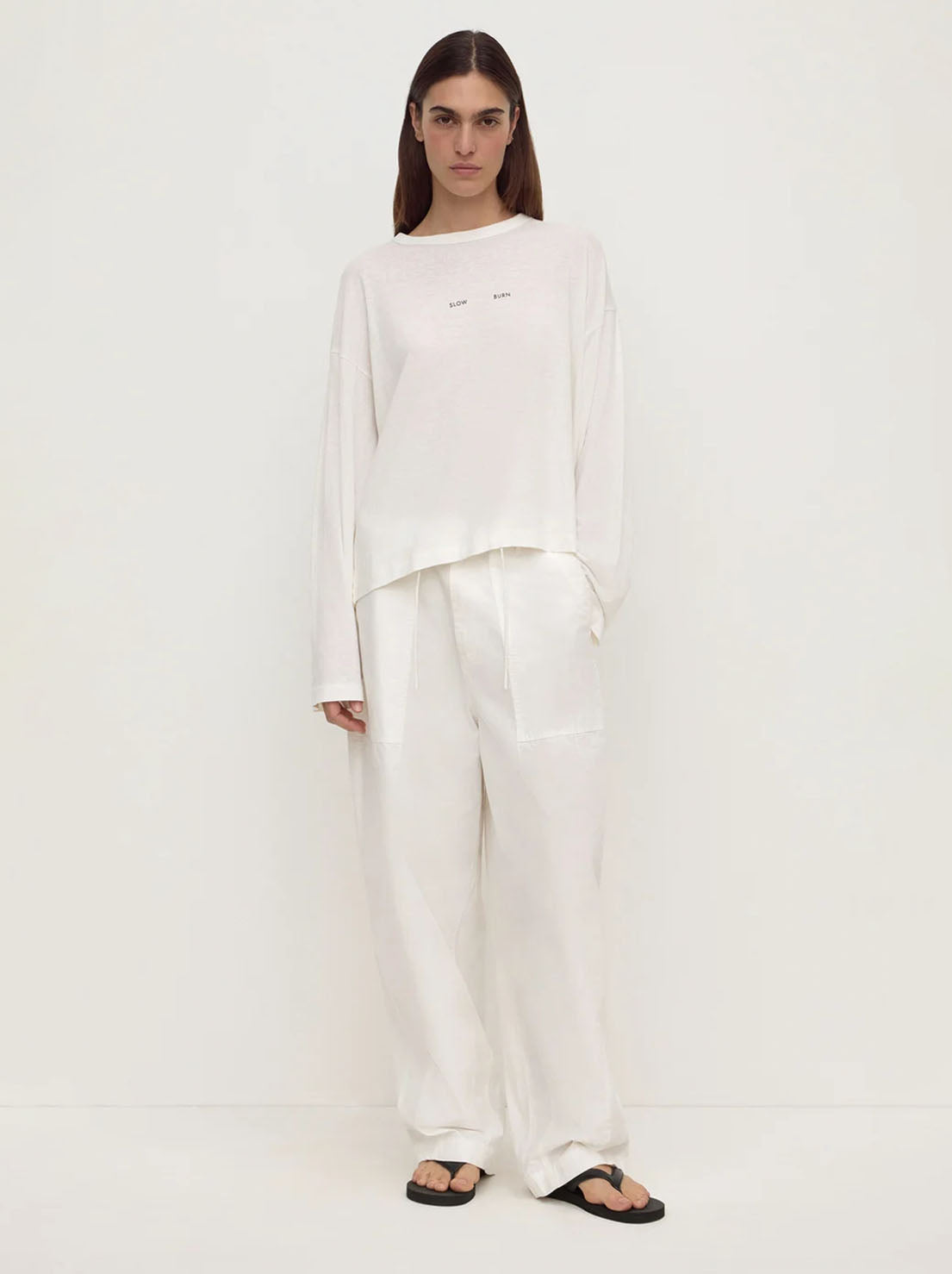 Assembly Label - Slow Burn Wide Long Sleeve Tee - Antique White