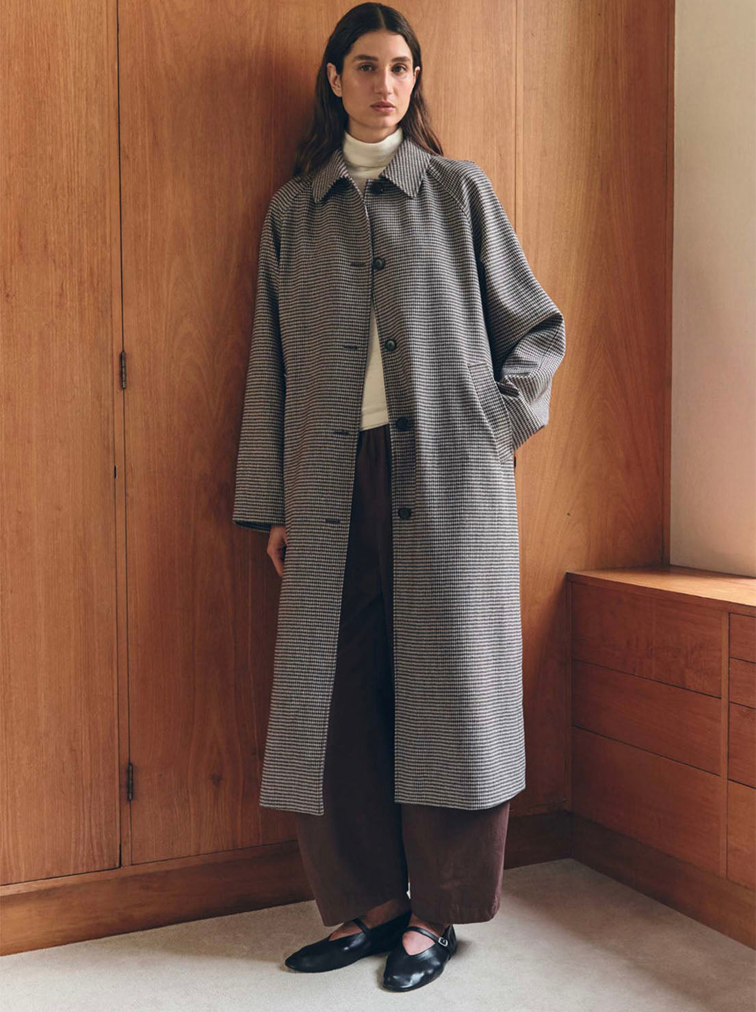 Assembly Label - Solana Wool Coat - Brown Black Check
