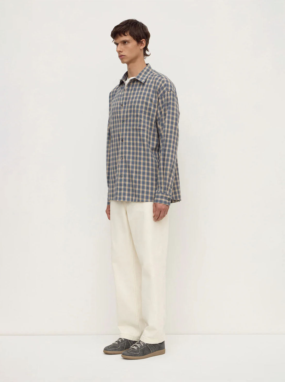 Assembly Label - Taj Check Long Sleeve Shirt - Breeze / White Check