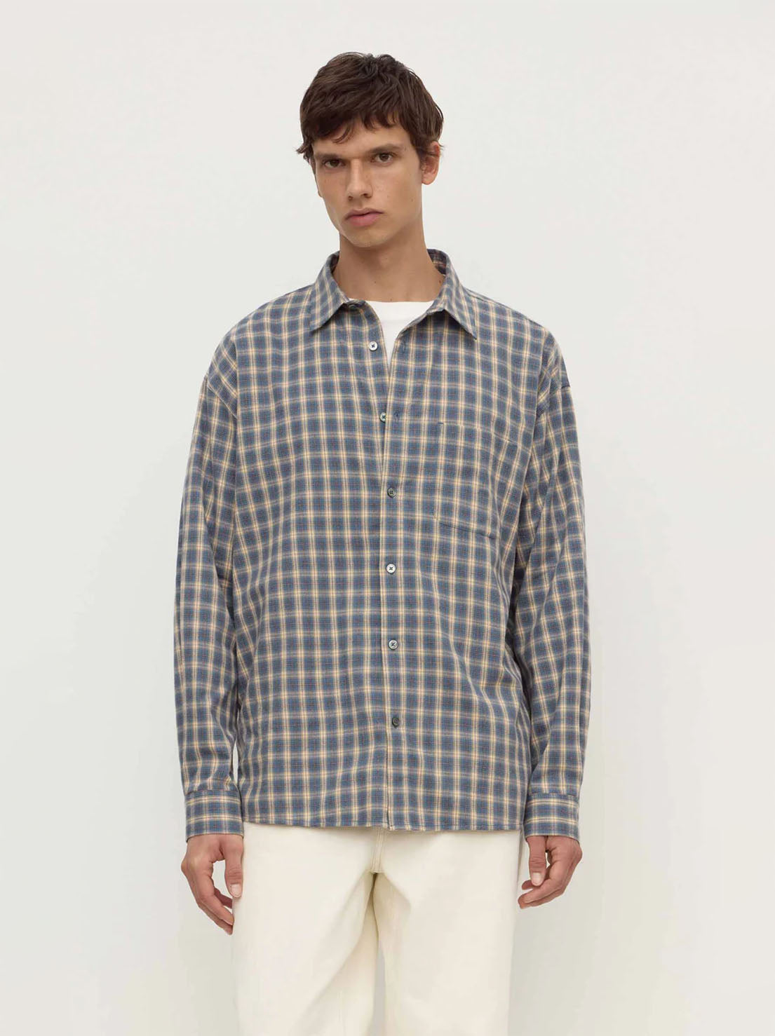 Assembly Label - Taj Check Long Sleeve Shirt - Breeze / White Check
