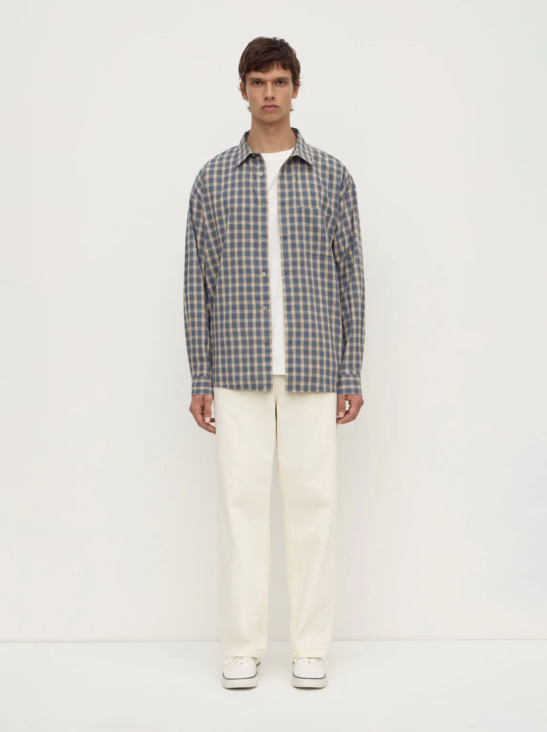 Assembly Label - Taj Check Long Sleeve Shirt - Breeze / White Check