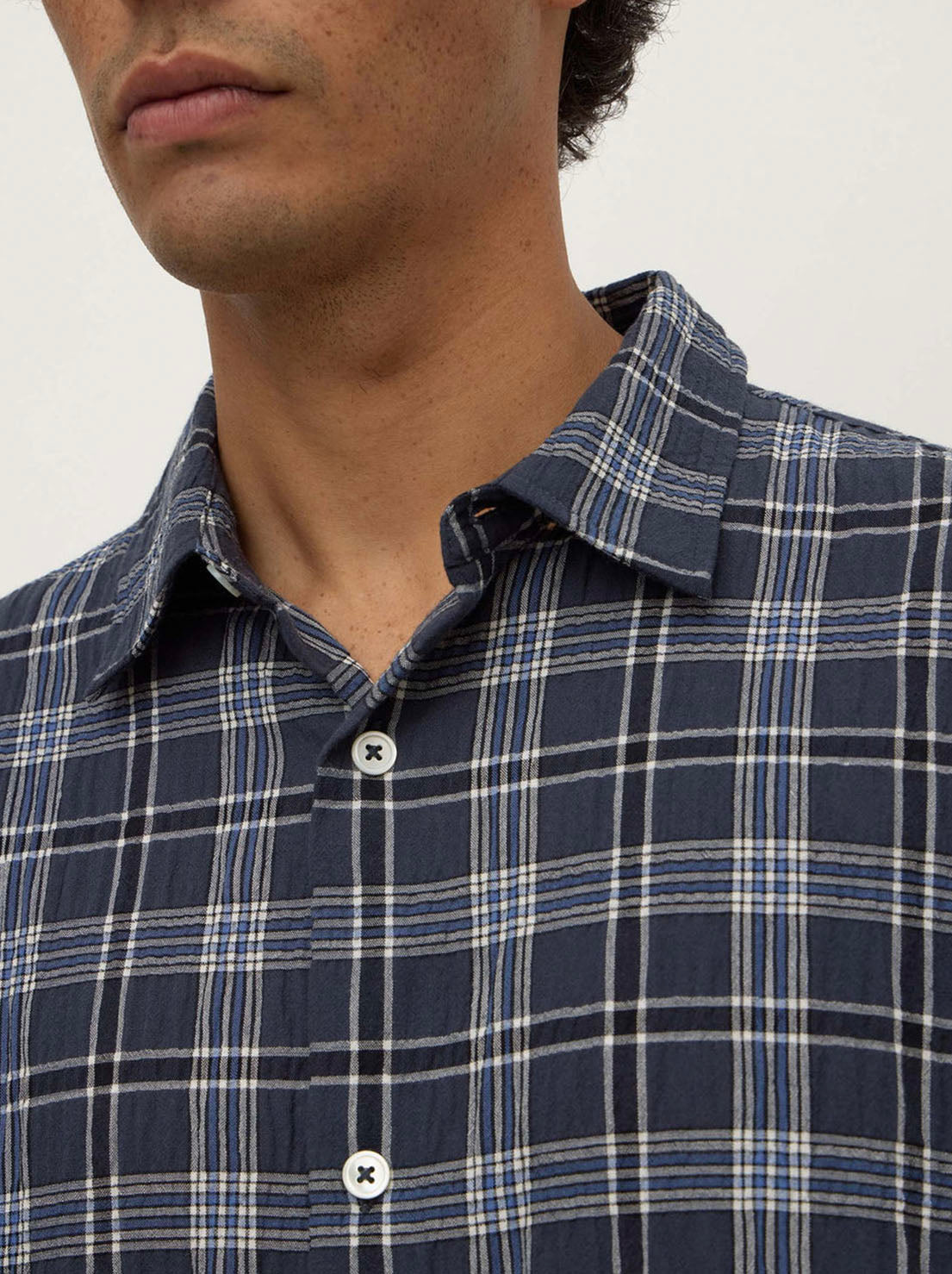 Assembly Label - Tane Check Short Sleeve Shirt - True Navy