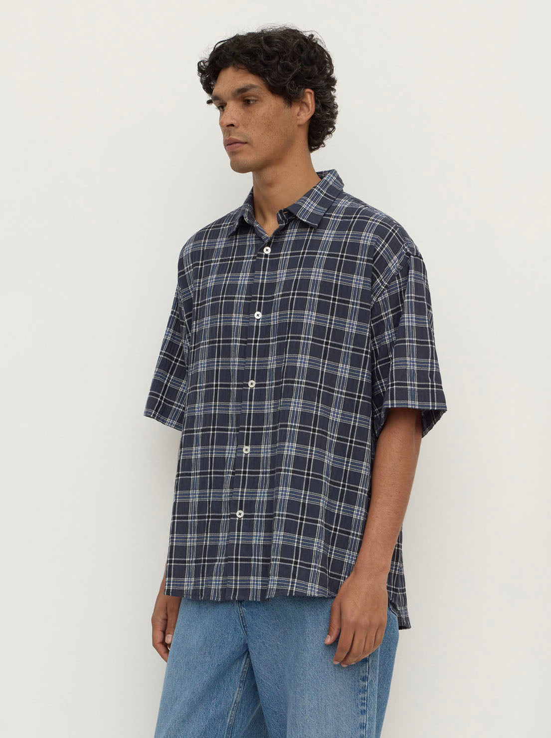 Assembly Label - Tane Check Short Sleeve Shirt - True Navy