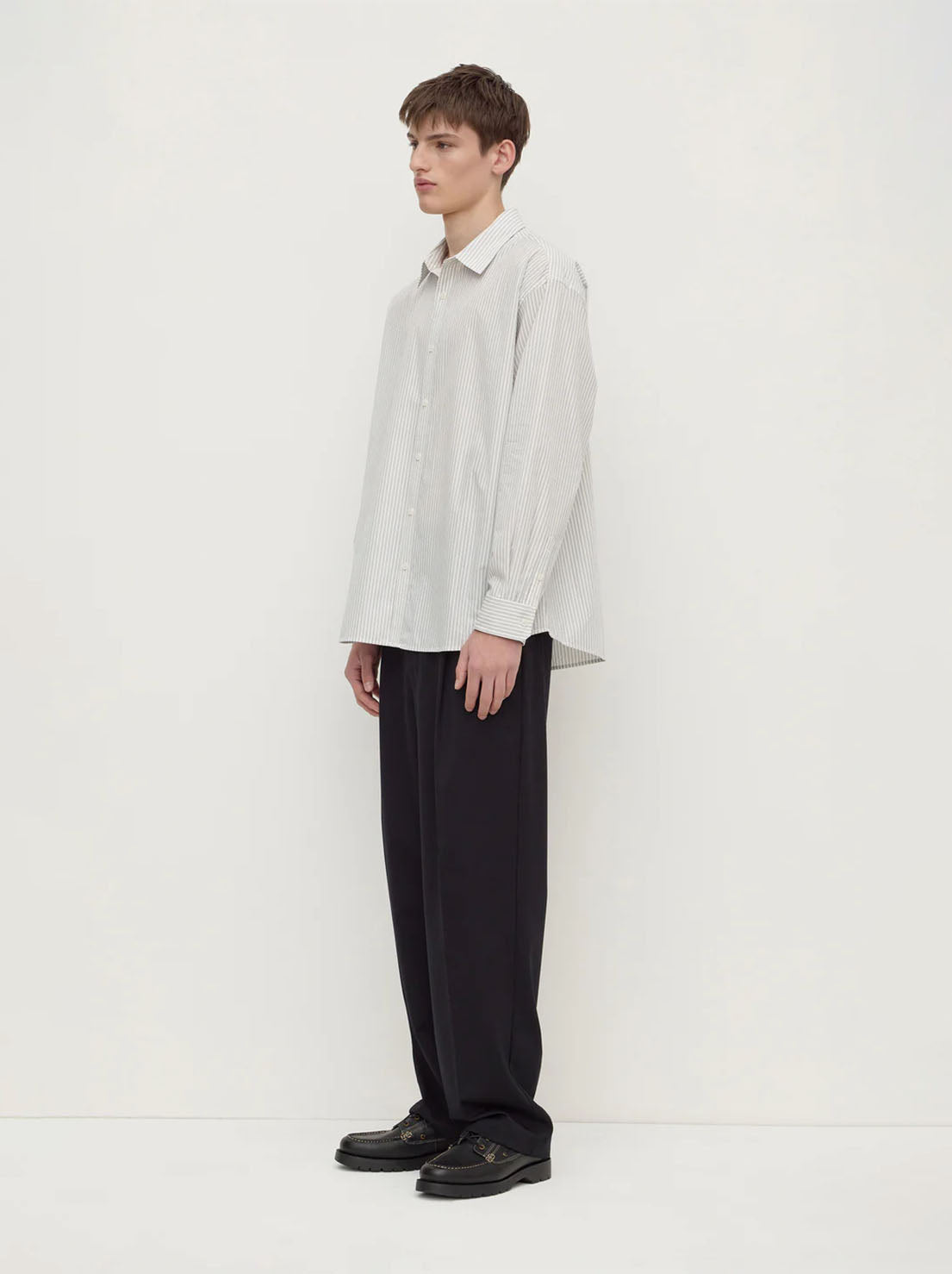Assembly Label - Veda Stripe Long Sleeve Shirt - Blue / White Stripe