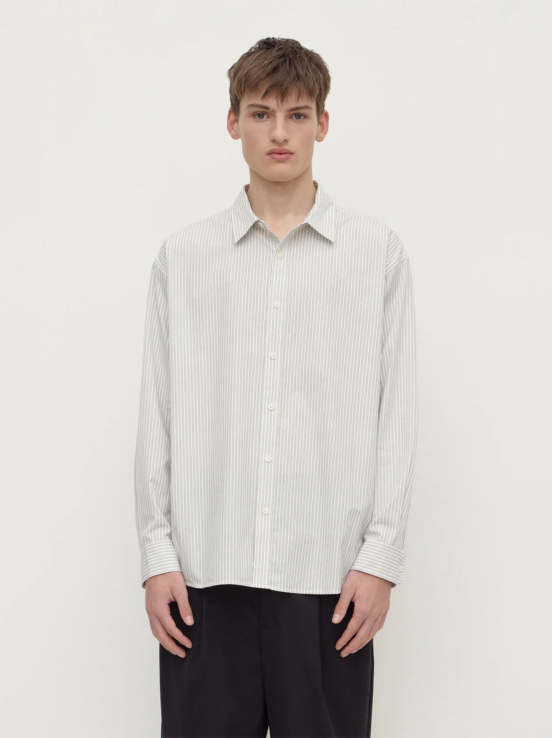 Assembly Label - Veda Stripe Long Sleeve Shirt - Blue / White Stripe