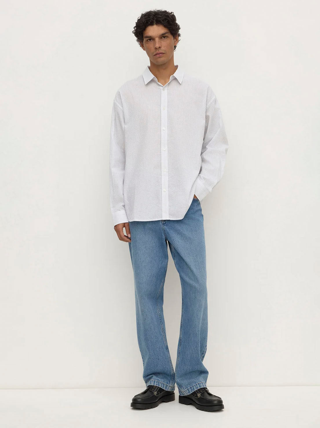 Assembly Label - Will Long Sleeve Shirt - White / Navy