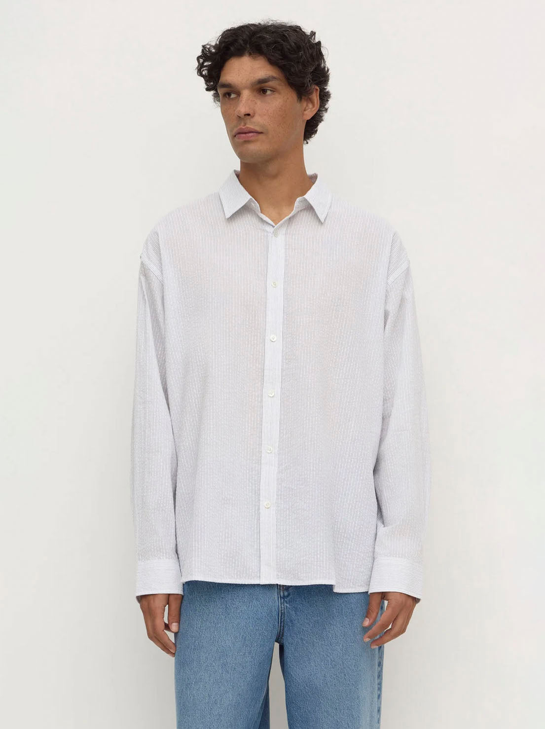 Assembly Label - Will Long Sleeve Shirt - White / Navy