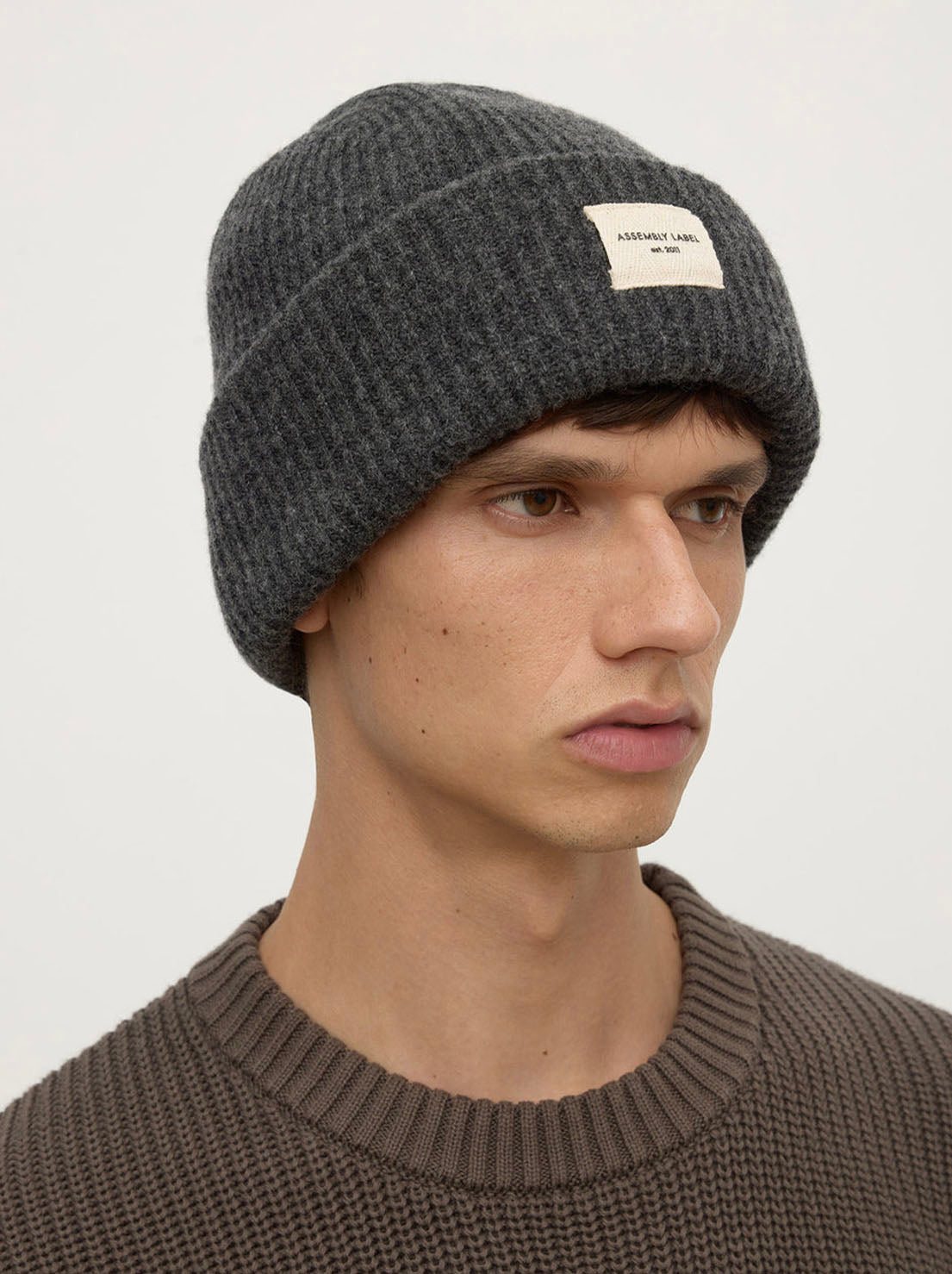 Assembly Label - Wool Rib Beanie - Charcoal Marle