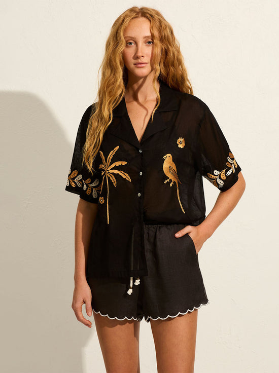 Auguste - Embroidered Rio Shirt - Black