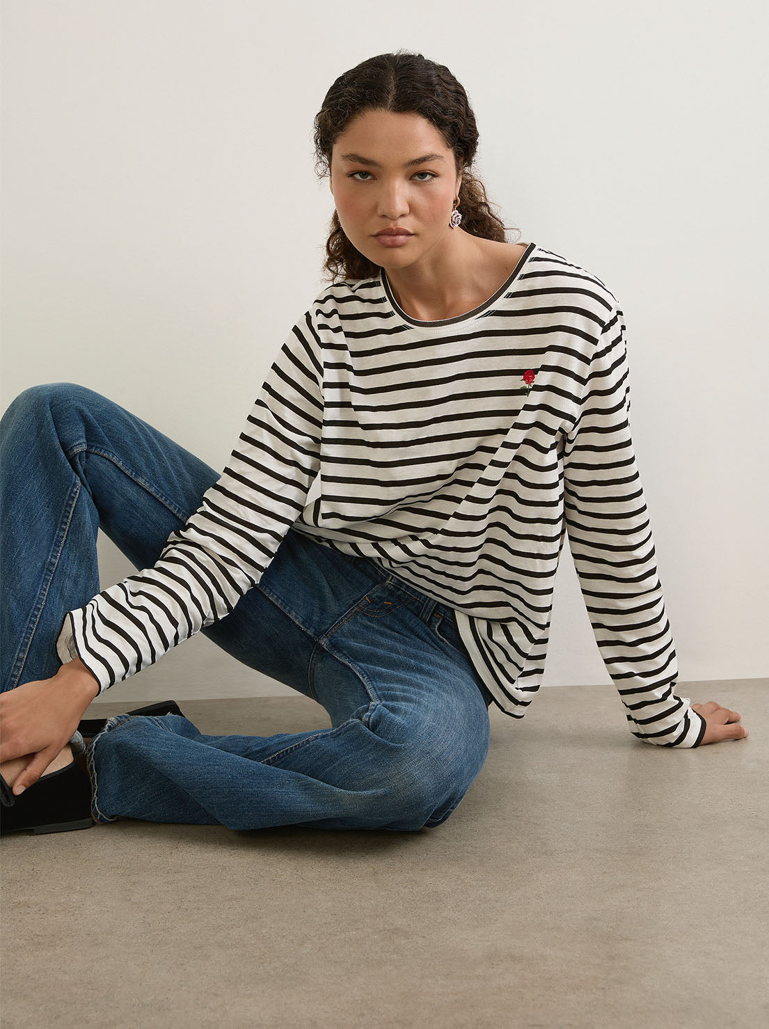 Auguste - North Long Sleeve Tee - Black & White Stripe