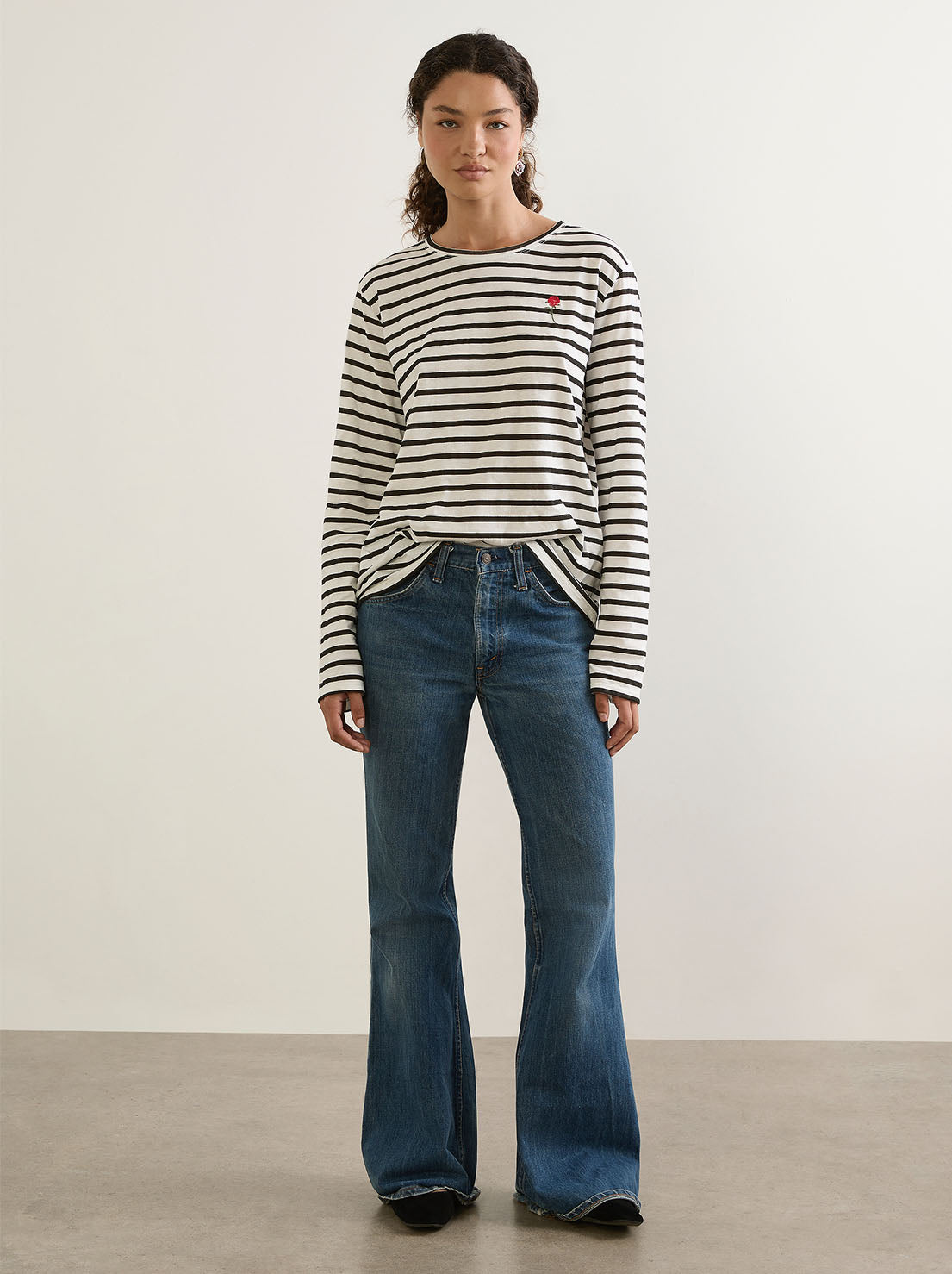 Auguste - North Long Sleeve Tee - Black & White Stripe