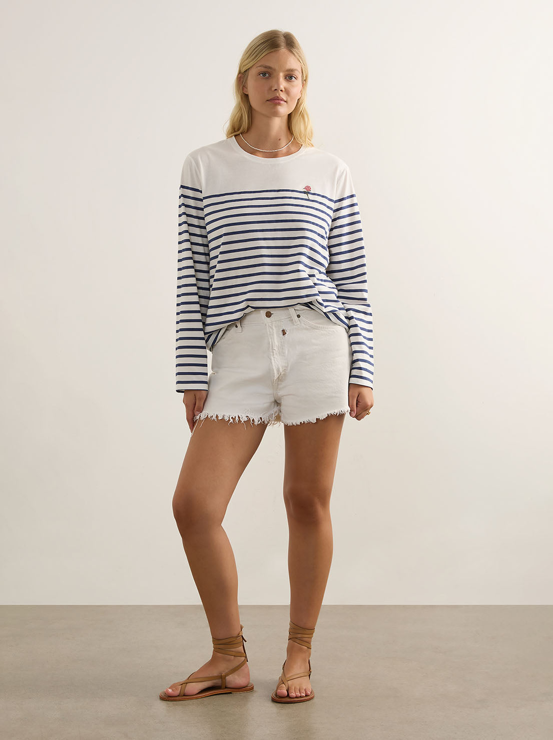 Auguste - North Long Sleeve Tee - Navy & White Stripe