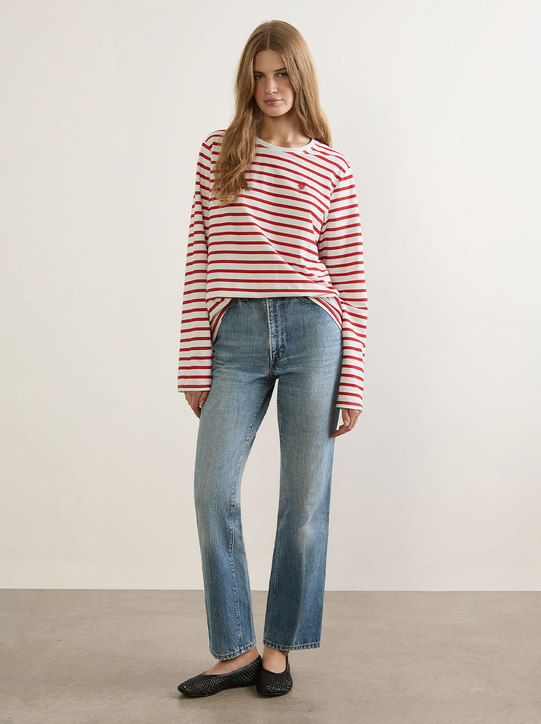 Auguste - North Long Sleeve Tee - White and Red