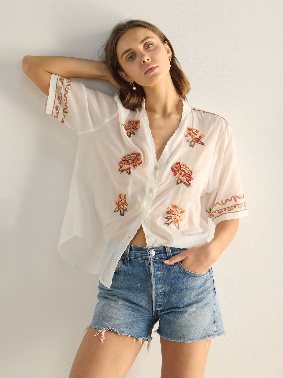 Auguste - Vesper Embroidered Blouse - White