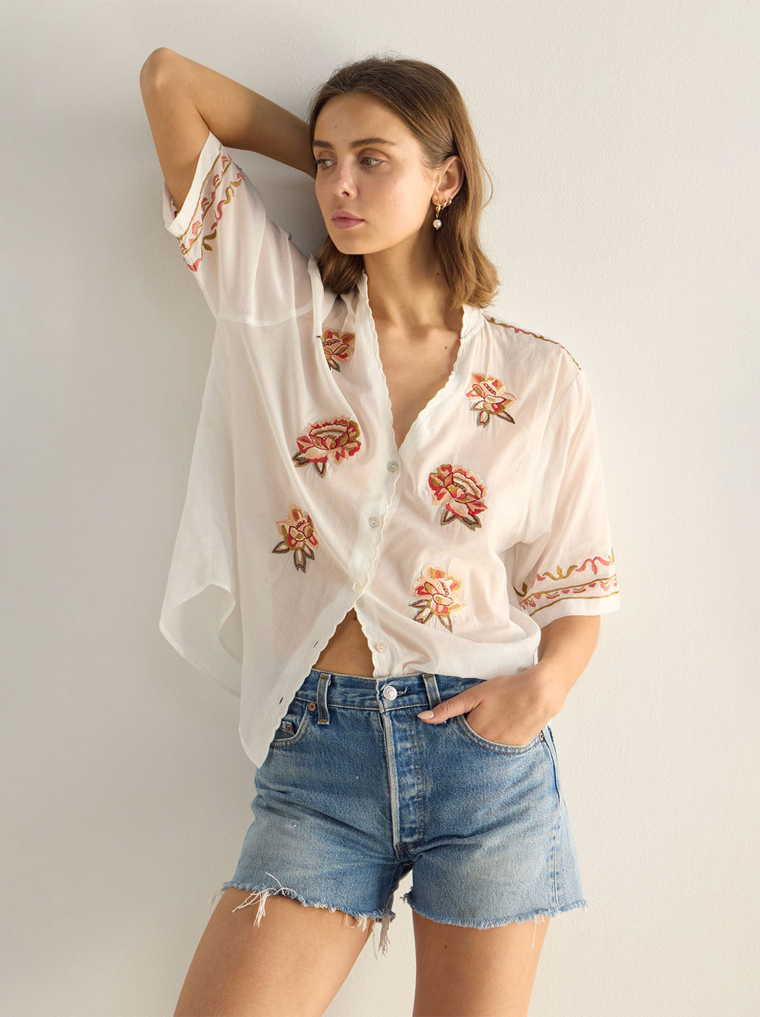 Auguste - Vesper Embroidered Blouse - White
