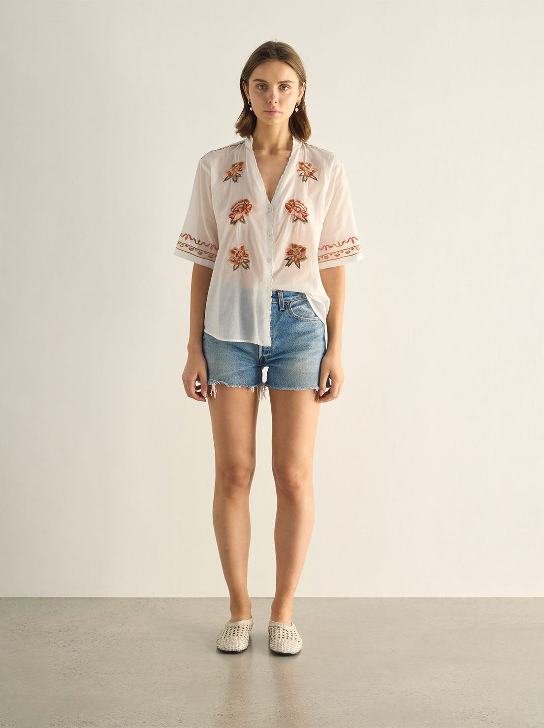 Auguste - Vesper Embroidered Blouse - White