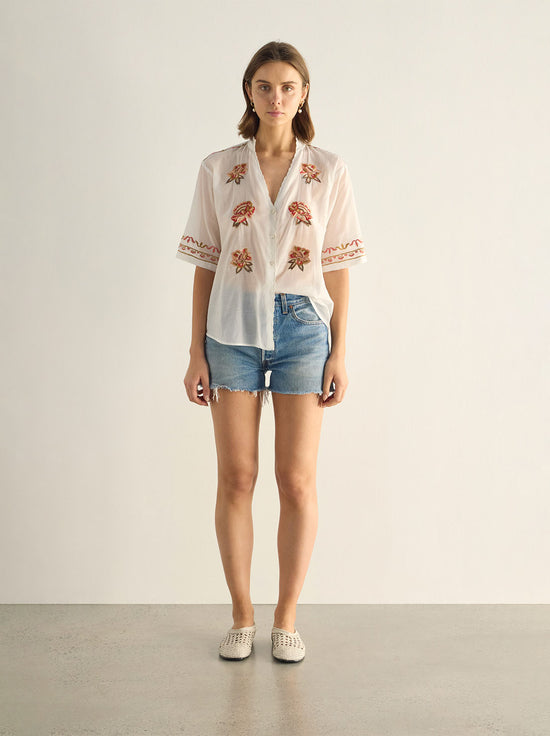 Auguste - Vesper Embroidered Blouse - White