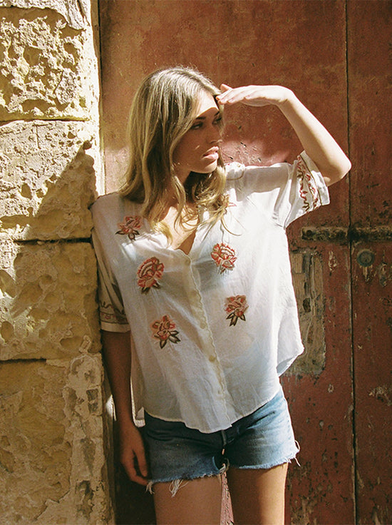 Auguste - Vesper Embroidered Blouse - White