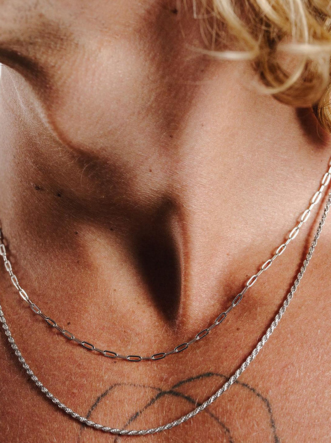 Billie Jo. - Slim Rope Necklace - Silver - 52cm