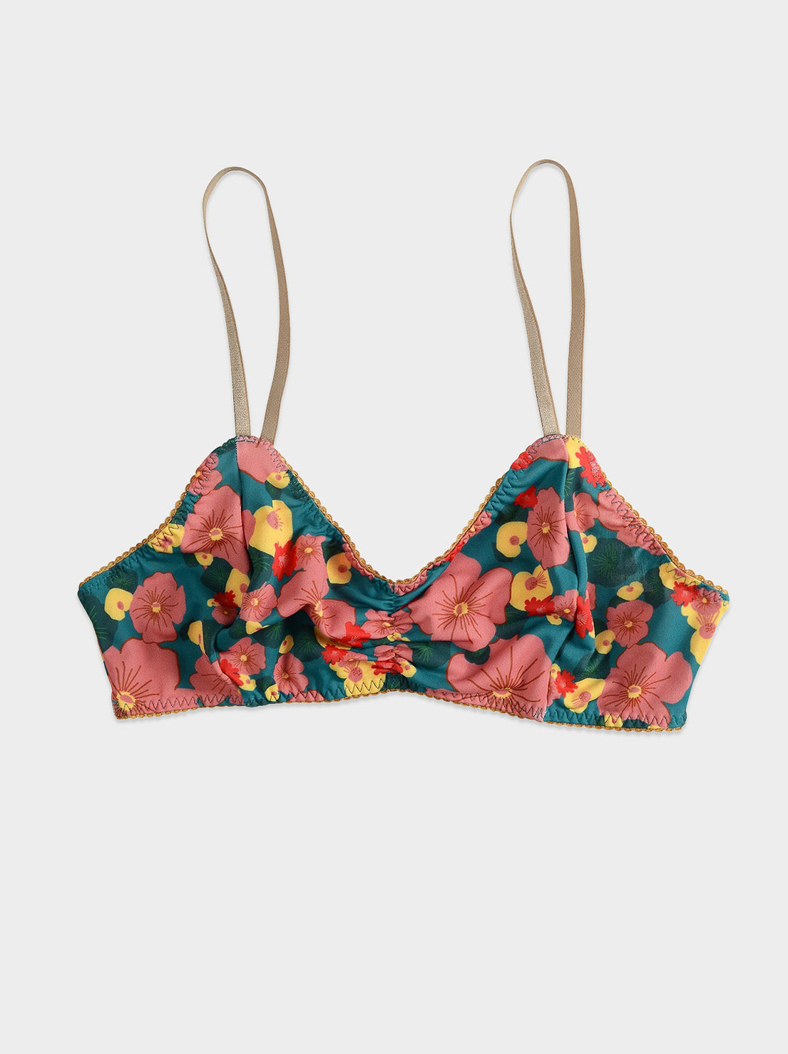 Bimby + Roy - Bralette - NAU  (Green / Pink Flower)
