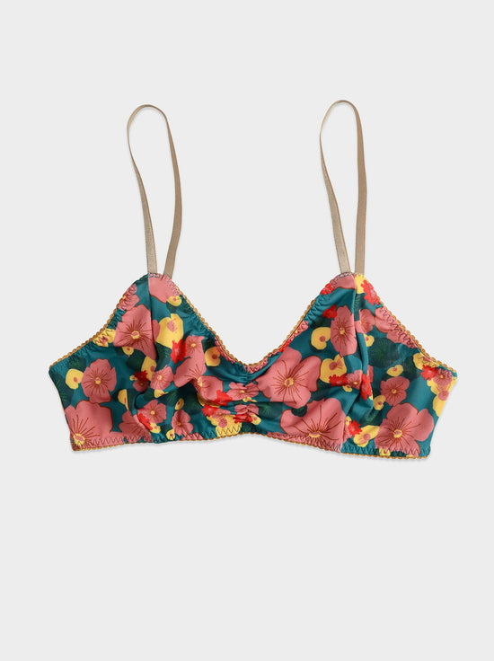 Bimby + Roy - Bralette - NAU  (Green / Pink Flower)