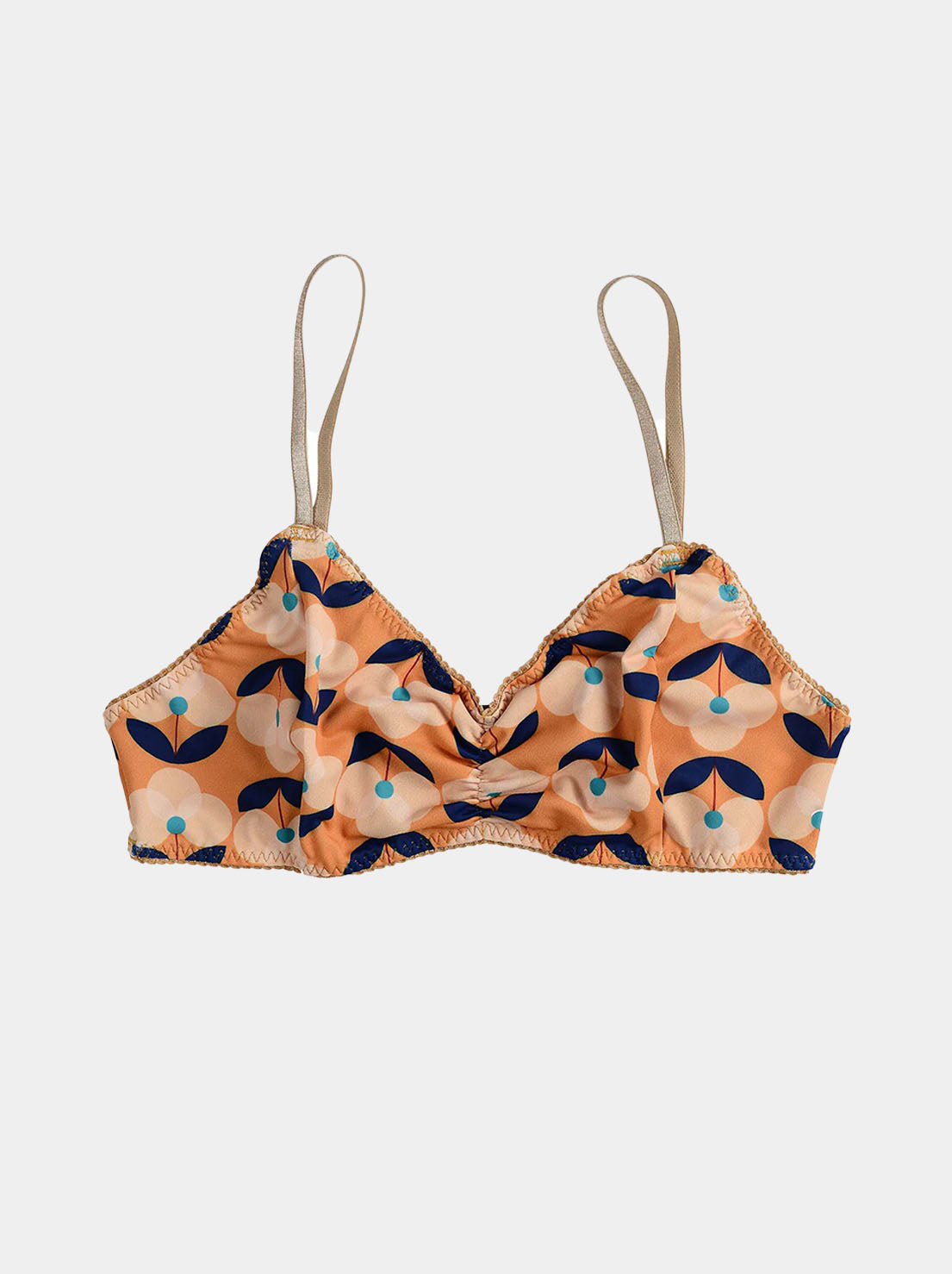 Bimby + Roy - Bralette - ORIPA (Tan / Blue Floral)