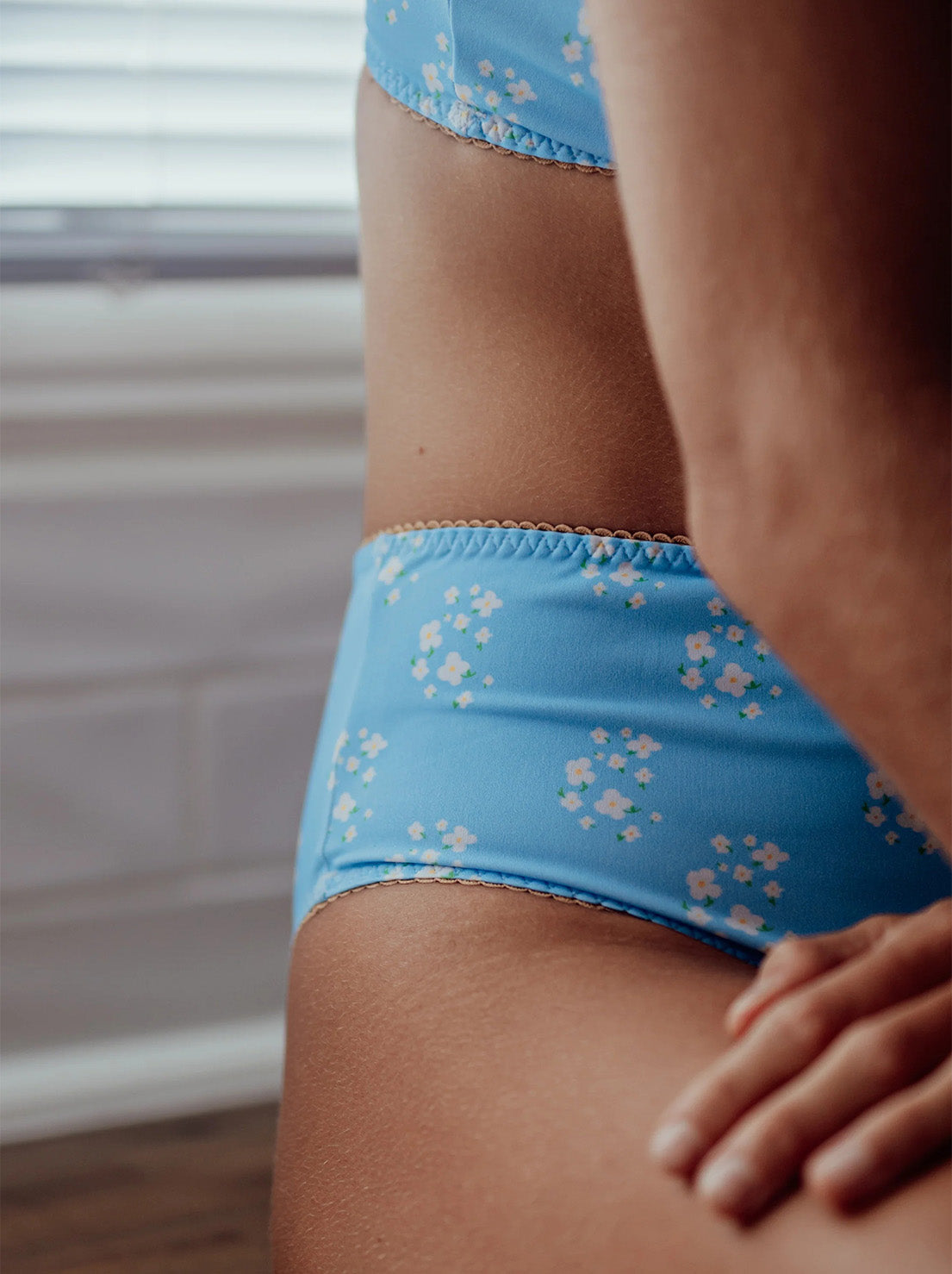 Bimby + Roy - High Waisted Bottoms - GALE (Floral Blue / White)