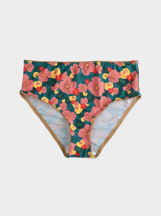 Bimby + Roy - High Waisted Bottoms - NAU ( Green / Pink Flower)
