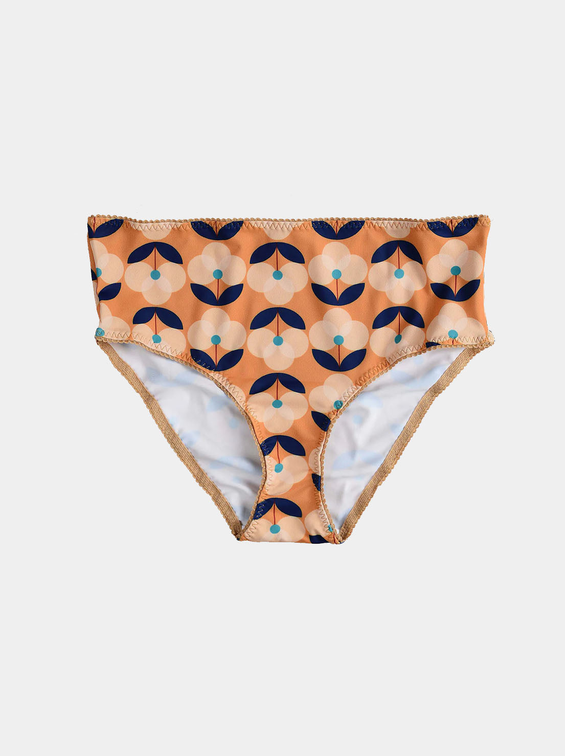 Bimby + Roy - High Waisted Bottoms - ORIPA (Tan / Blue Floral)