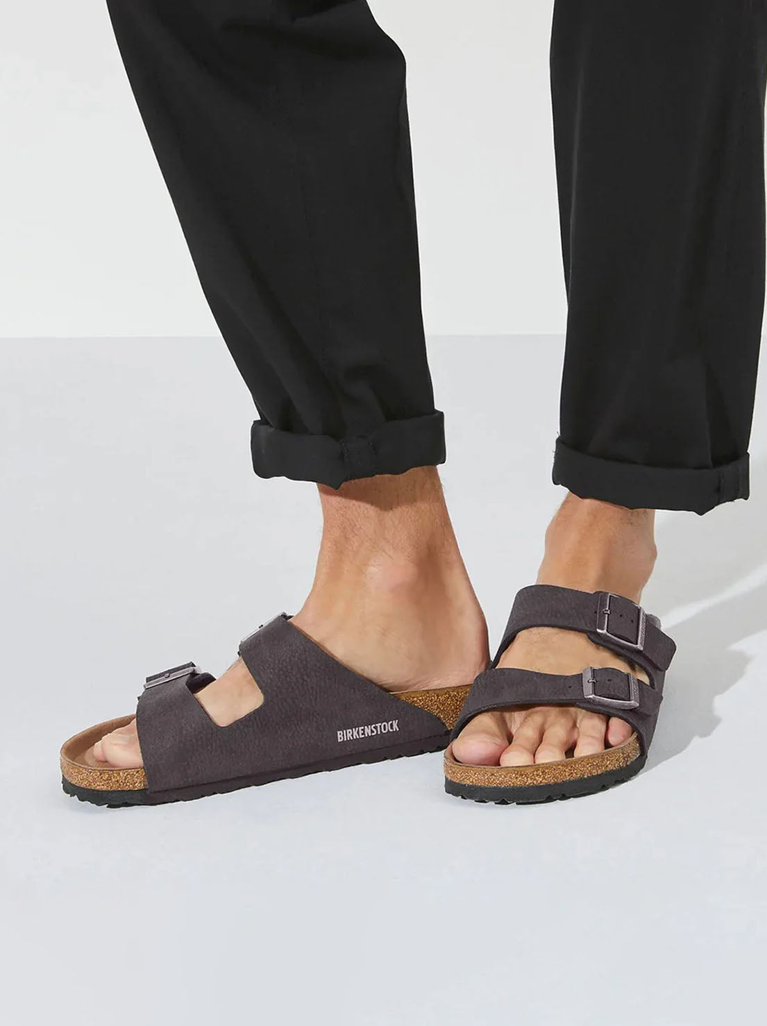 Birkenstock - Arizona - Vegan Birkibuc - Desert Dust Black - Narrow