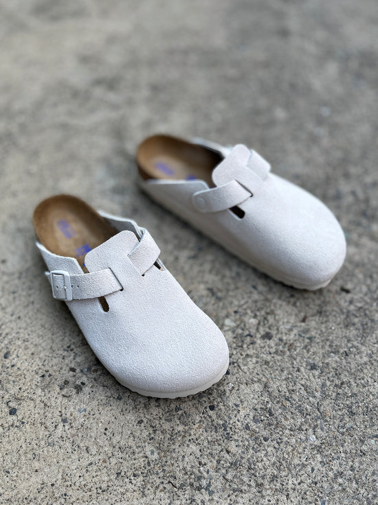 Birkenstock - Boston - Suede SFB - Antique White - Regular