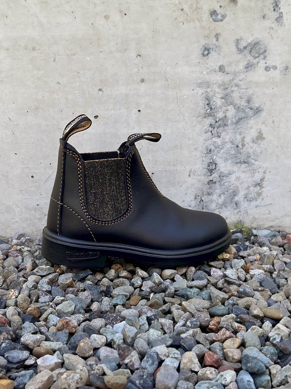 Blundstone 1992 Kids Chelsea Boot Black Gold Glitter Abicus