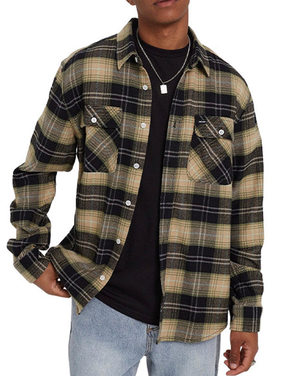 Load image into Gallery viewer, Brixton - Bowery L/S Flannel - Black / Sand / Olive Surplus

