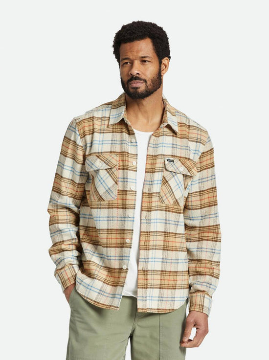 Load image into Gallery viewer, Brixton - Bowery L/S Flannel - Off White / Whitecap / Dark Earth
