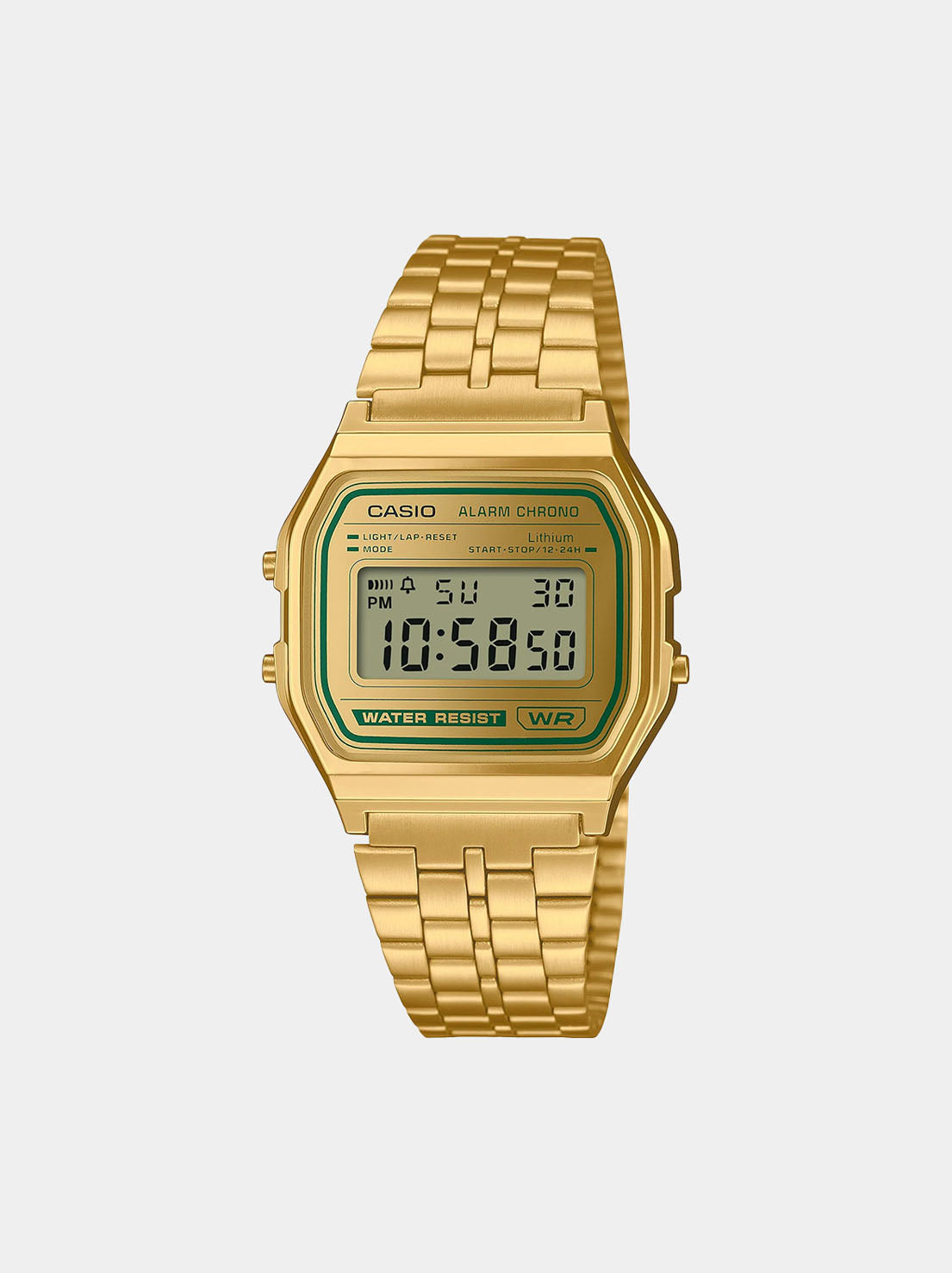 Casio - Gold Face Silver Band Digital Watch - Gold/Silver (A158WEGV-9A)