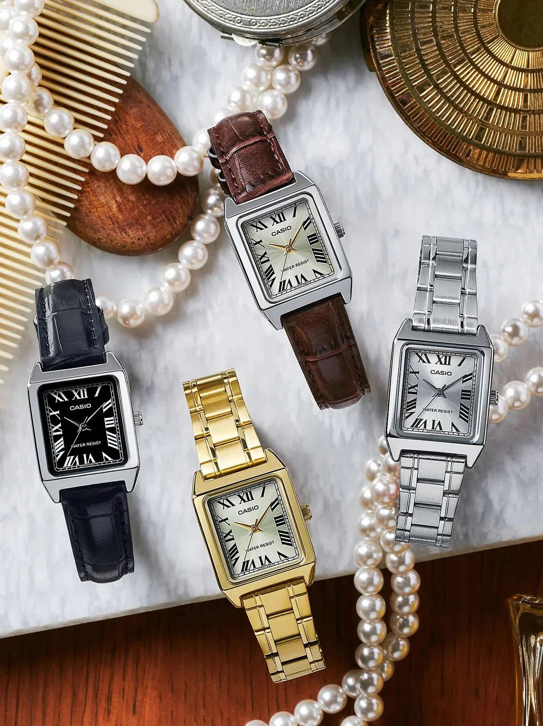 Casio - Gold Tone Analogue Watch - Gold (LTPV007G-9B)