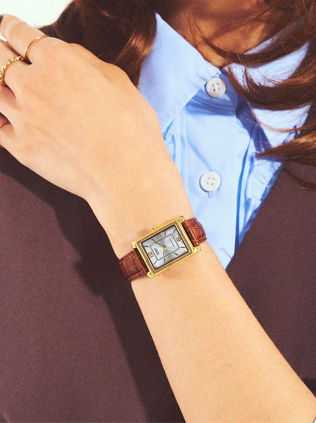 Casio - Gold Tone Brown Leather Analogue Watch - Gold/Brown Band (LTP1234GLL-7A)