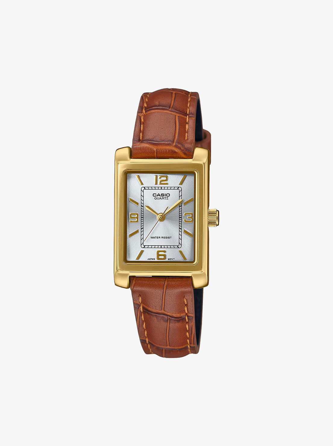 Casio - Gold Tone Brown Leather Analogue Watch - Gold/Brown Band (LTP1234GLL-7A)