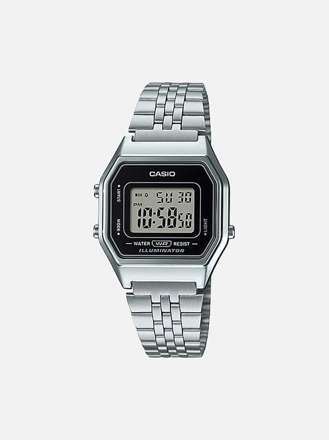 Casio - Ladies Digital - S/Steel Band with Black Face (LA680WA-1D)